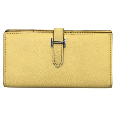 HERMES エルメス ベアンスフレ イエロー シルバー金具 ヴォーエプソン 長財布 ロングウォレット □P刻印 501897 【中古】