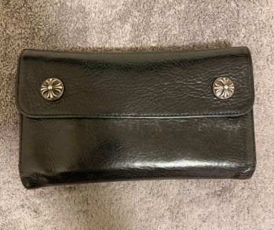 Chrome Hearts Wave Cross Ball Button Leather Wallet "Black/Silver"