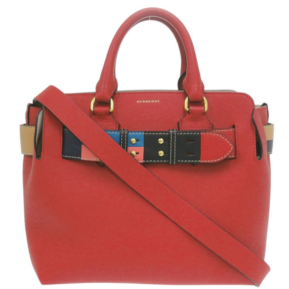バーバリー    2WAY レザー  レッド   ハンドバッグ