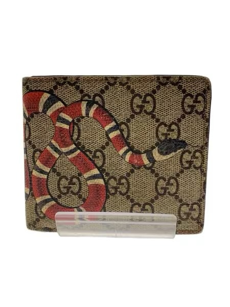 GUCCI Kingsnake Print GG Supreme Coin Wallet "Beige/Ebony"