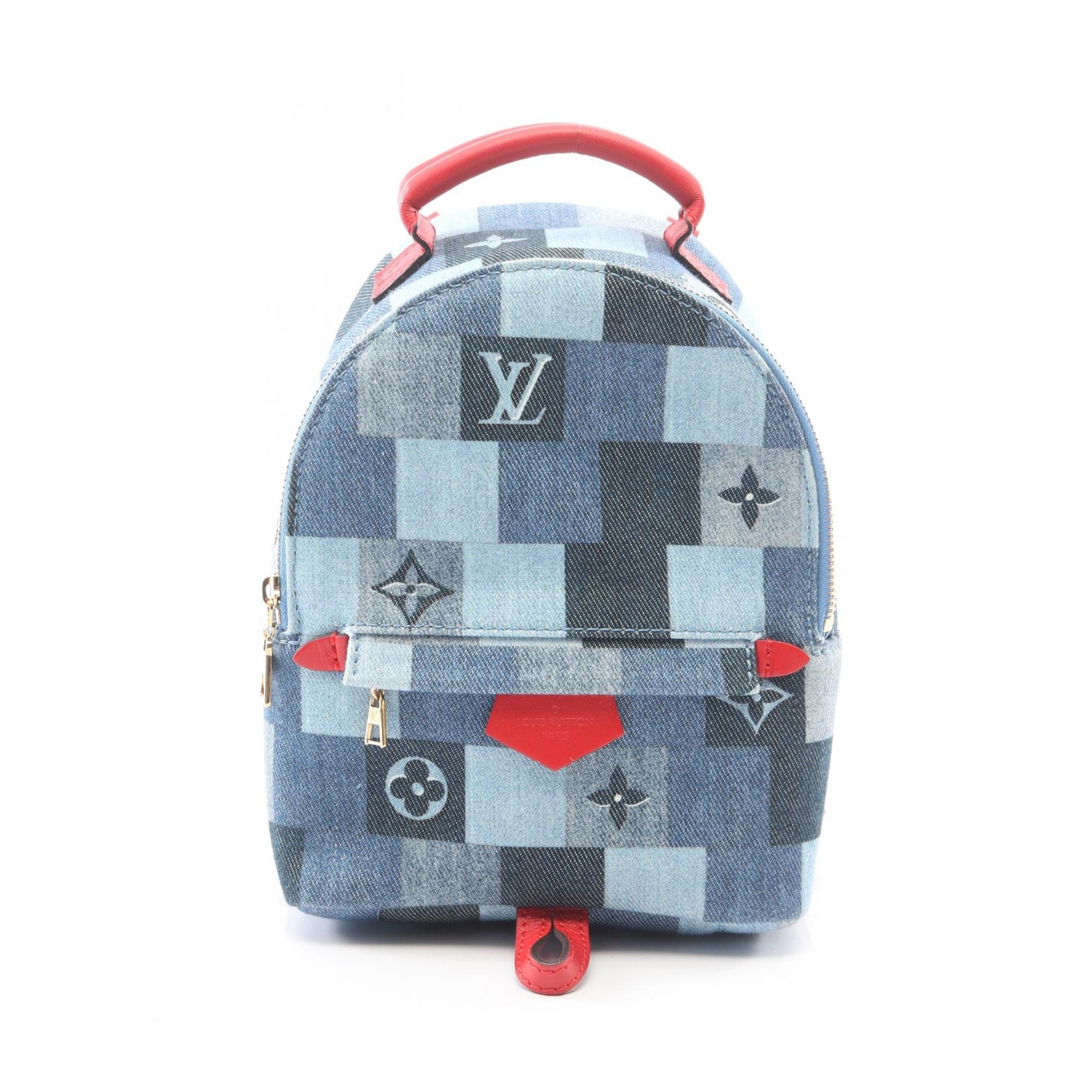 ルイ・ヴィトン LOUIS VUITTON パームスプリングス バックパックMINI リュックサック バックパック バッグ キャンバス レザー モノグラム・デニム レッド レディース ブルー系 / レッド系 M45043 【中古】