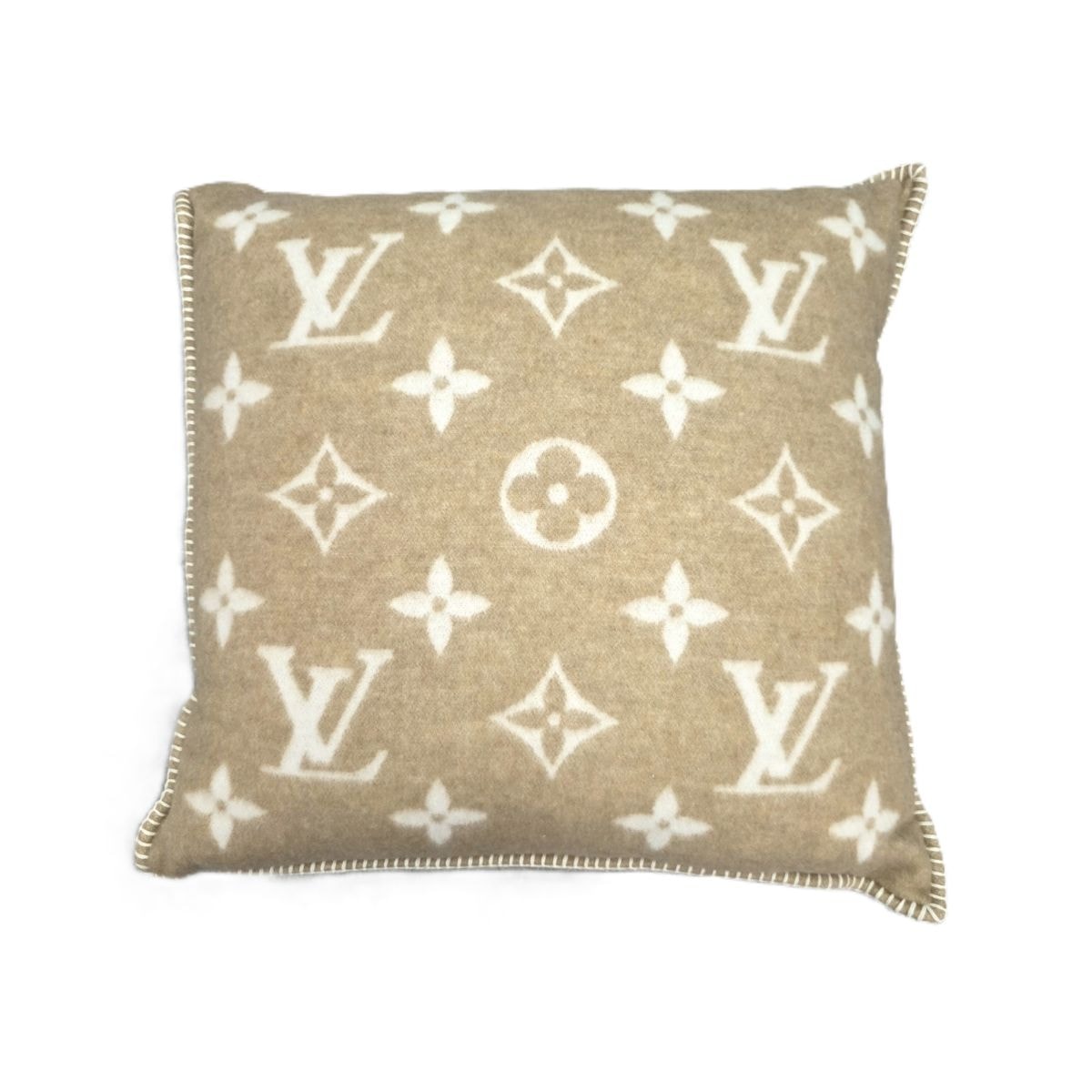 LOUIS VUITTON ルイ・ヴィトン クッション ネオモノグラム ウール×カシミヤ インテリア M79271 モノグラム ウール ベージュ  ユニセックス【中古】