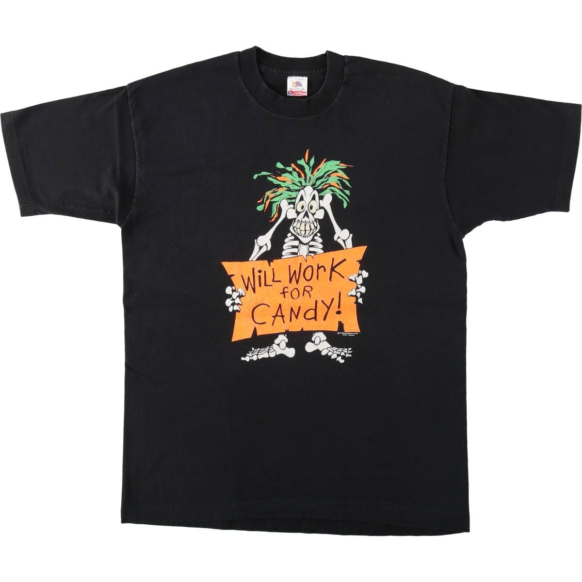古着 90年代 フルーツオブザルーム FRUIT OF THE LOOM ドクロ柄 スカル柄 プリントTシャツ USA製 メンズL相当 ヴィンテージ/eaa626706
