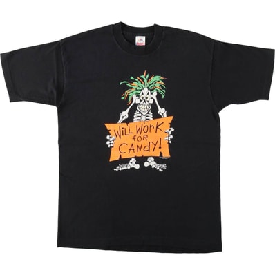 古着 90年代 フルーツオブザルーム FRUIT OF THE LOOM ドクロ柄 スカル柄 プリントTシャツ USA製 メンズL相当 ヴィンテージ/eaa626706