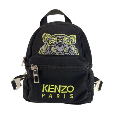 KENZO ケンゾー タイガー 刺繍 ブラック 黒 シルバー金具 ナイロン ポリエステル/ リュックサック バックパック 602269 【中古】