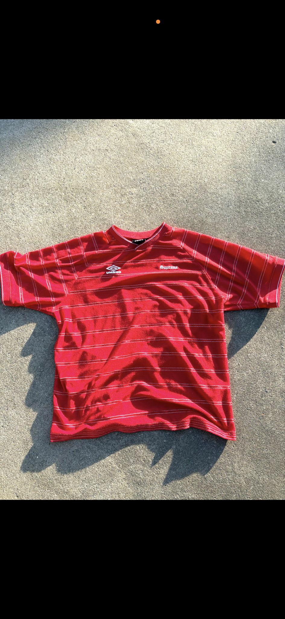 Supreme x Umbro Stripe Soccer Jersey "Red"