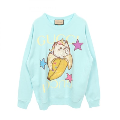 グッチ GUCCI GUCCI × ばなにゃ スウェット 衣料品 トップス コットン レディース ブルー系 / マルチカラー 【中古】