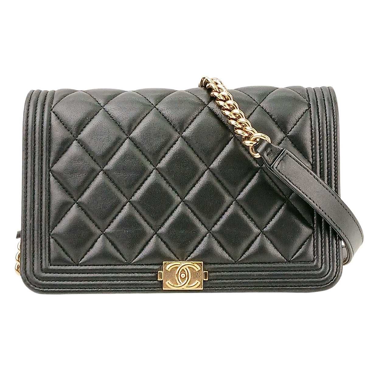 CHANEL シャネル ボーイシャネル チェーンウォレット 27番台 ショルダーバッグ AP1117 ラムスキン ブラック ゴールド  レディース【中古】
