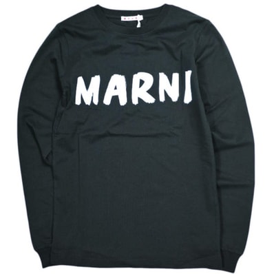 新品 MARNI マルニ 24AW ORGANIC COTTON JERSEY PAINT LOGO L/S TEE ペイントロゴ ロングスリーブTシャツ THJE0294P1 USCS11 38 BLACK(L2N99) 長袖 カットソー 定価59,400円