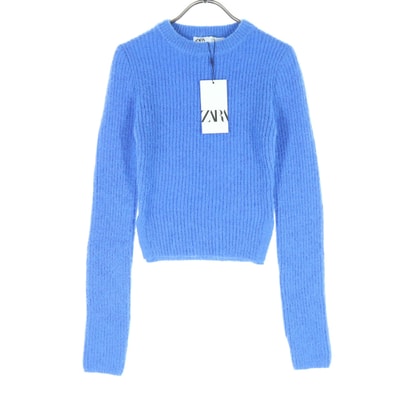 未使用 ZARA ザラ 長袖 丸首 セーター S ブルー