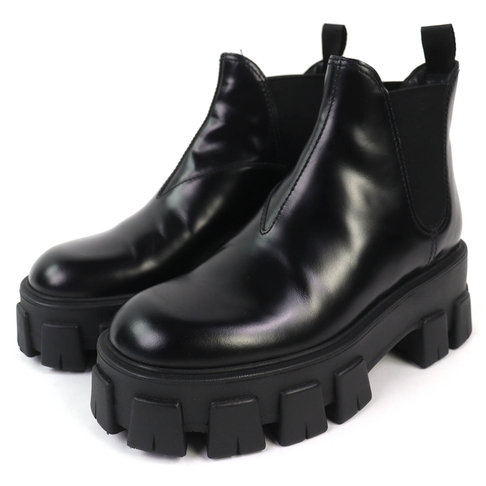 極美品 プラダ ショートブーツ モノリス ブラック 35.5 1T725L