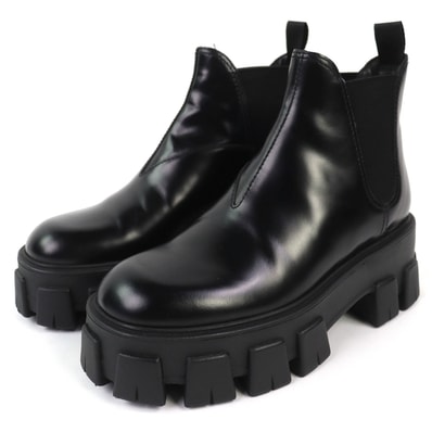 極美品 プラダ ショートブーツ モノリス ブラック 35.5 1T725L