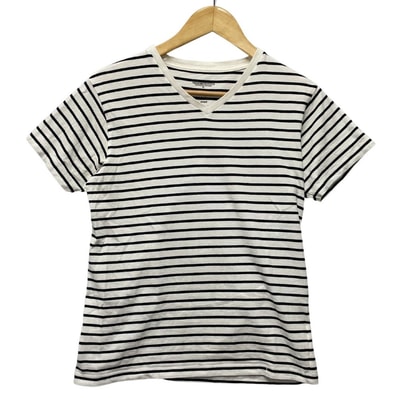 NEIGHBORHOOD ネイバーフッド Vネック ボーダー 半袖Tシャツ コットン ブラック×ホワイト サイズ S 正規品 / B3451