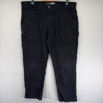 古着 カーハート Carhartt パンツ ワーク ペインター ワンポイントロゴ ジップ スパナポケット w40 L30 ブラック系 メンズ