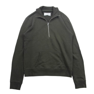 MAISON MARGIELA メゾンマルジェラ S50GU0034 S25279 14ライン 四つタグ レザー エルボーパッチ ハーフジップ スウェット カーキ系 44【中古】
