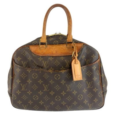 LOUIS VUITTON ルイヴィトン モノグラム ドーヴィル ブラウン ゴールド金具 PVC レザー/ ハンドバッグ ボストンバッグ 1-0293696 【中古】