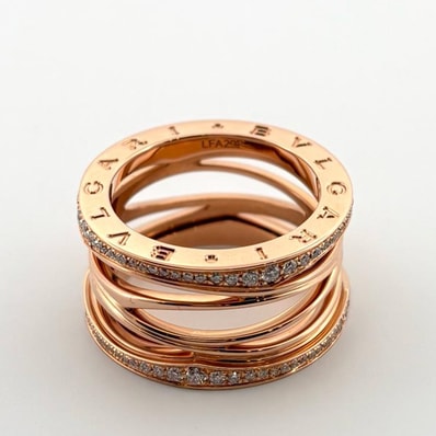 BVLGARI Bzero1 ビーゼロワン デザインレジェンド リング #56 K18PG 750 ダイヤモンド 指輪 鑑定済み 正規品 ブルガリ