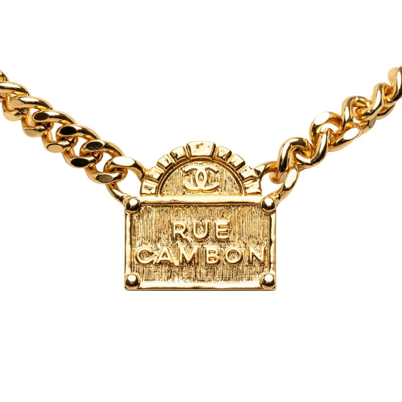シャネル ココマーク RUE CAMBON チェーン ネックレス B22A ゴールド メッキ レディース CHANEL 中古
