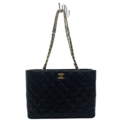 CHANEL シャネル マトラッセ AS3634 ブラック チェーントートバッグ キャビアスキン レディース ゴールド金具
