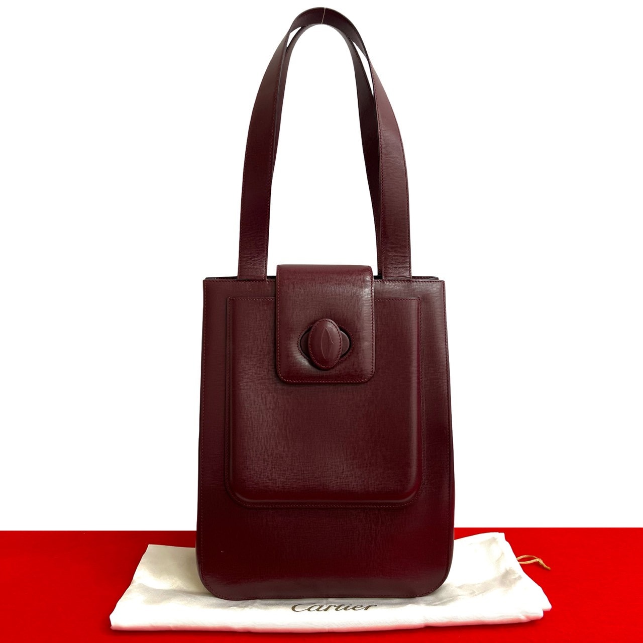 CARTIER カルティエ マストライン レザー トートバッグ ワインレッド
 430-6