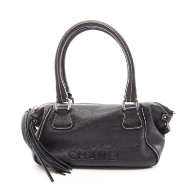 シャネル CHANEL ロゴ フリンジ ハンドバッグ バッグ レザー レディース ブラック系 【中古】
