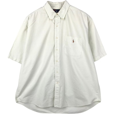 古着 ラルフローレン Ralph Lauren BIG SHIRT 半袖 ボタンダウン ストライプシャツ メンズL相当/eaa660144