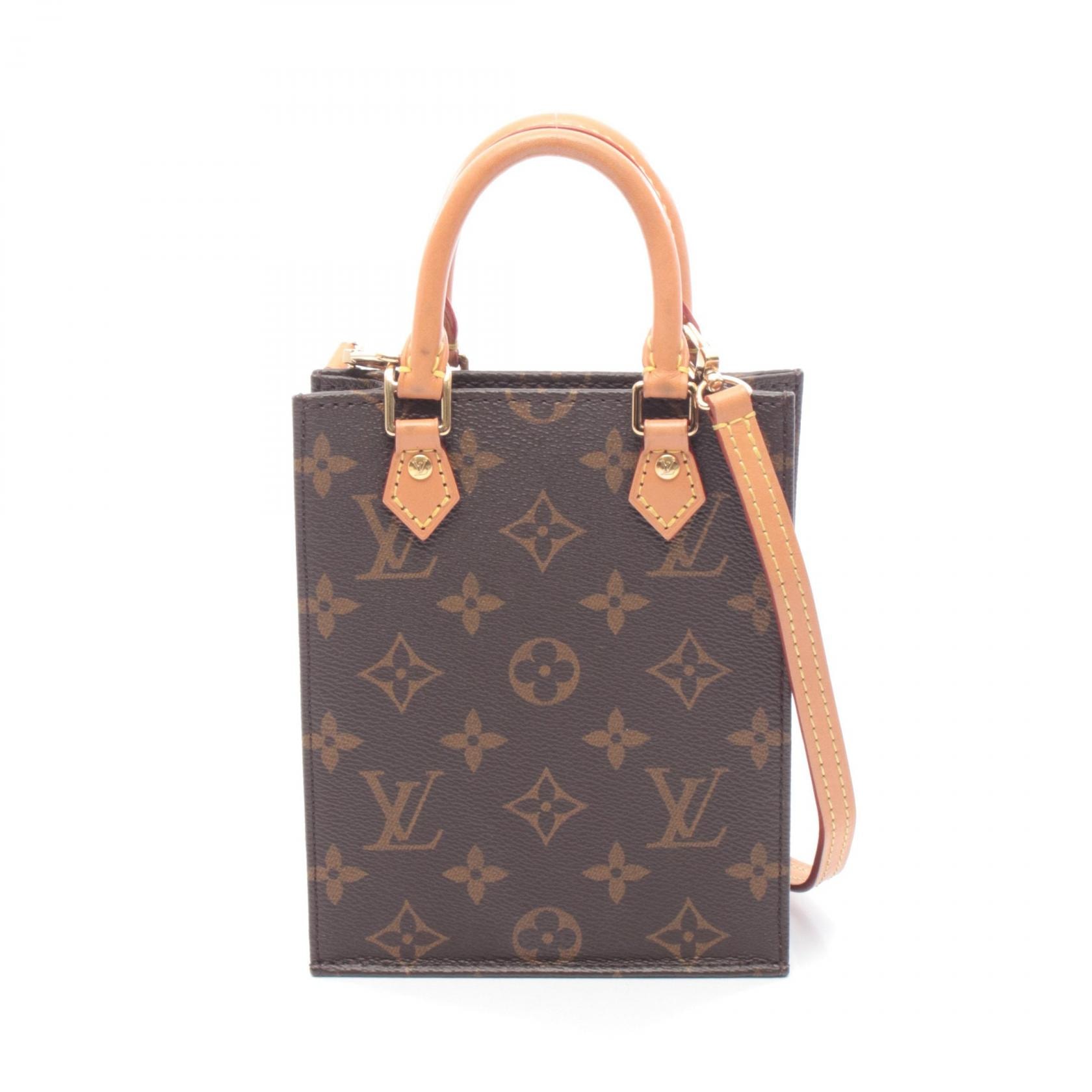 ルイ・ヴィトン LOUIS VUITTON プティット サックプラ ハンドバッグ バッグ PVCコーティングキャンバス レザー モノグラム レディース ブラウン系 M69442 【中古】