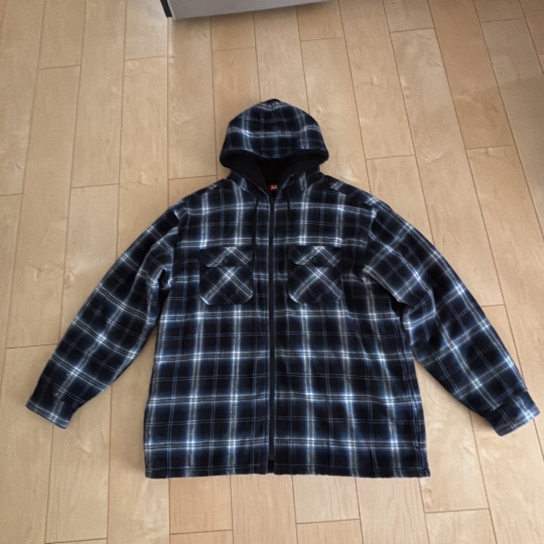 Supreme Lined Zip Up Hooded Flannel Shirt "Black"