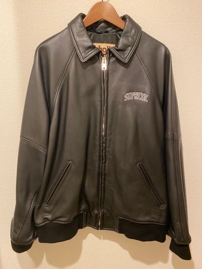 Supreme / Martin Wong Schott 8-Ball Leather Varsity Jacket "Black"