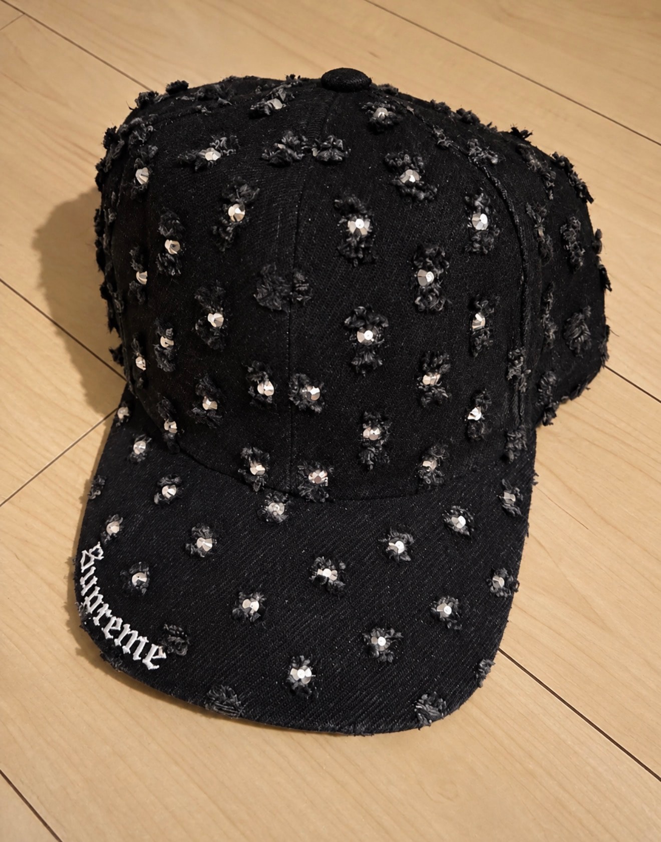 Supreme Hole Punch Rhinestone Denim 6-Panel "Black"