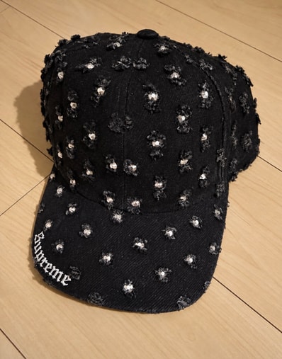Supreme Hole Punch Rhinestone Denim 6-Panel "Black"