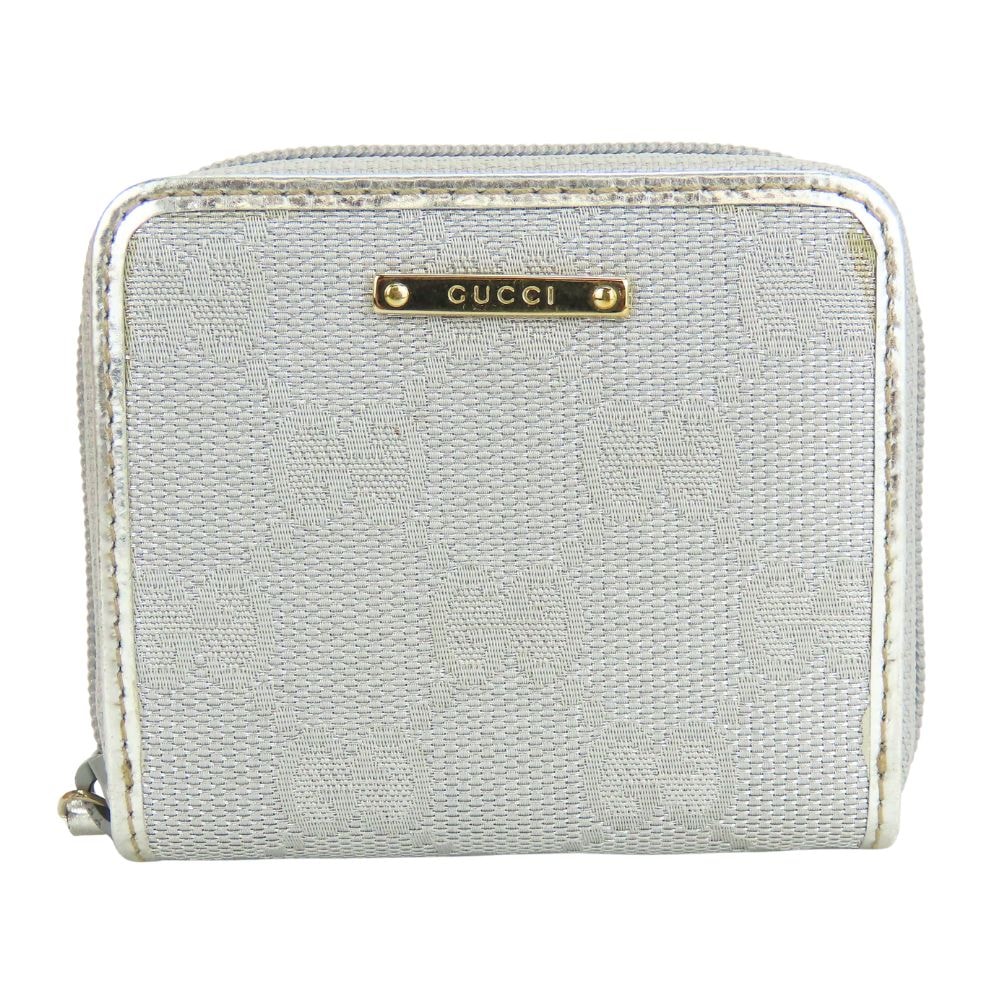 【中古】 グッチ コインケース 115255-0416 GGキャンバス シルバー ラウンドファスナー ミニ 小物 レディース 女性 GUCCI