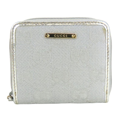 【中古】 グッチ コインケース 115255-0416 GGキャンバス シルバー ラウンドファスナー ミニ 小物 レディース 女性 GUCCI