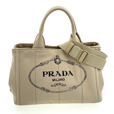 PRADA プラダ カナパ ミニ 2WAY ショッピングバッグ トートバッグ B2439G キャンバス ベージュ レディース【中古】
