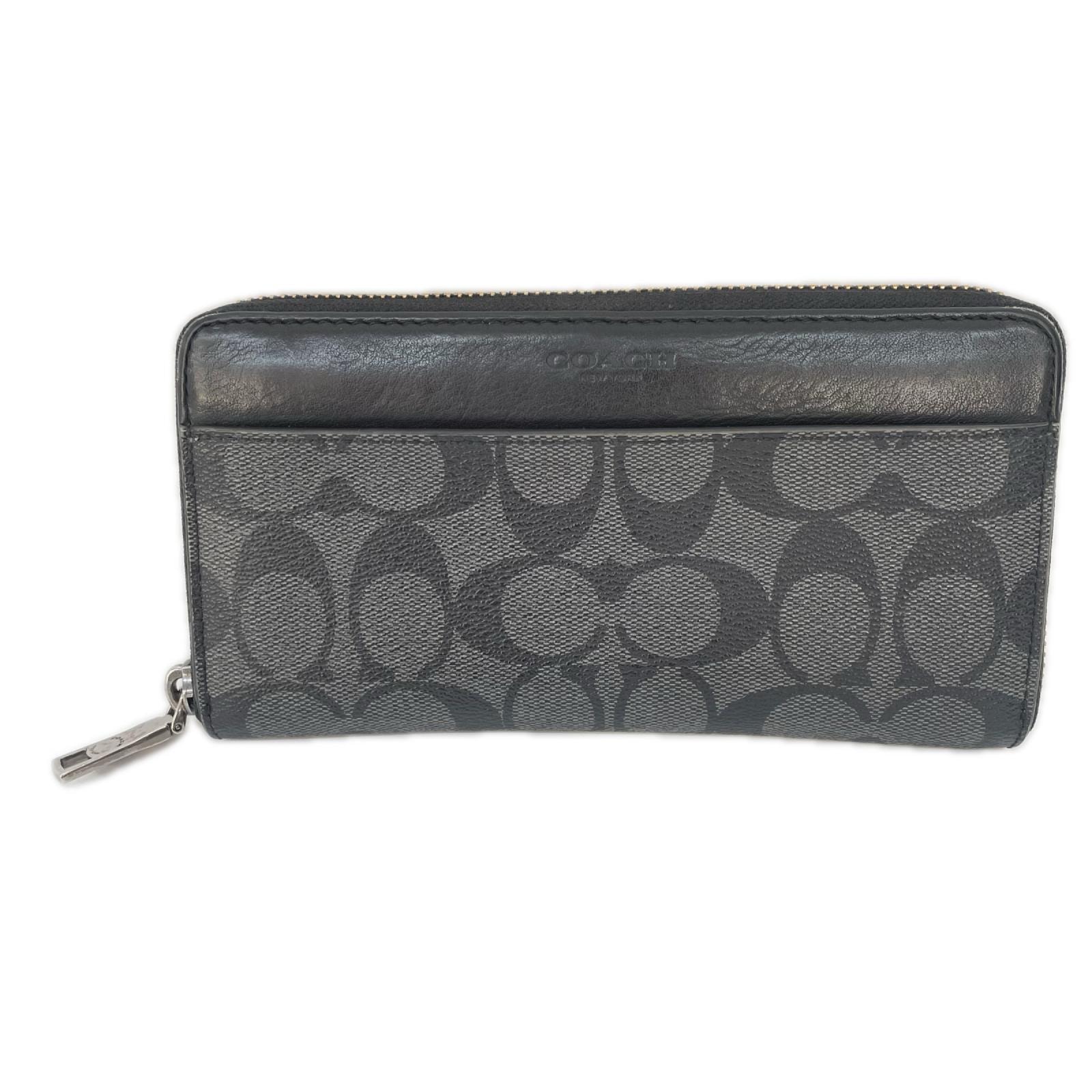 COACH コーチ ラウンドファスナー長財布 シグネチャー  F58112 ブラック