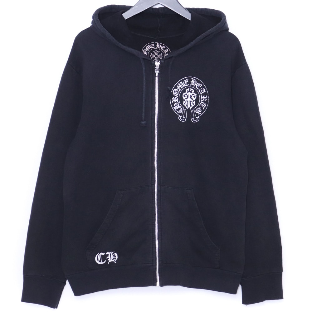 CHROME HEARTS オールド アメリカンフラッグホースシュージップアップパーカー
