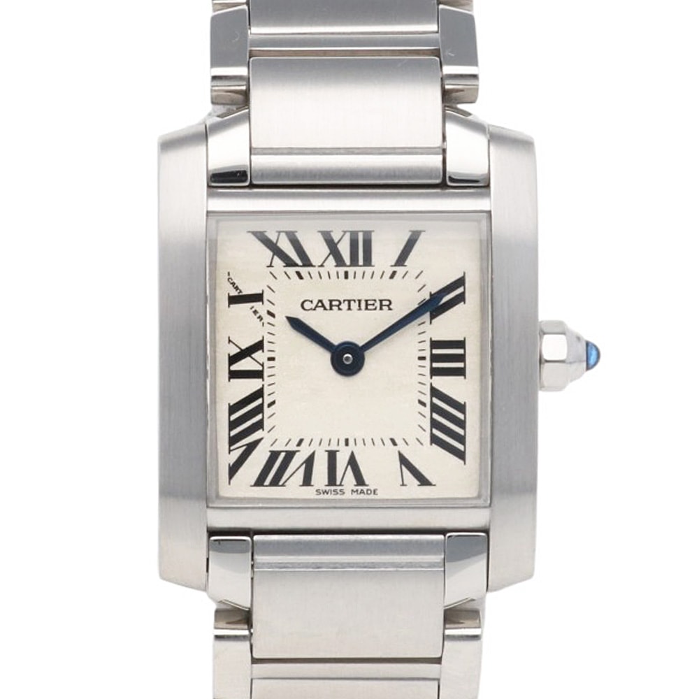 カルティエ タンクフランセーズ SM 腕時計 時計 ステンレススチール 2384 クオーツ レディース 1年保証 CARTIER  中古