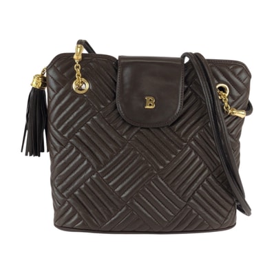 美品 BALLY バリー ヴィンテージ キルティング ブラウン ゴールド金具 レザー チェーンショルダーバッグ 604514 【中古】
