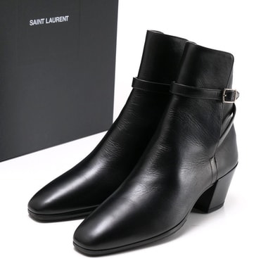 SAINT LAURENT PARIS サンローランパリ ブーツ サイズ36 レザー ショートブーツ 靴 ベルト ブラック イタリア製 ブランド古着【中古】20241008/RA1436