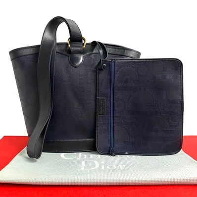 Christian Dior ディオール トロッター 柄 レザー PVC ショルダーバッグ ネイビー
75728