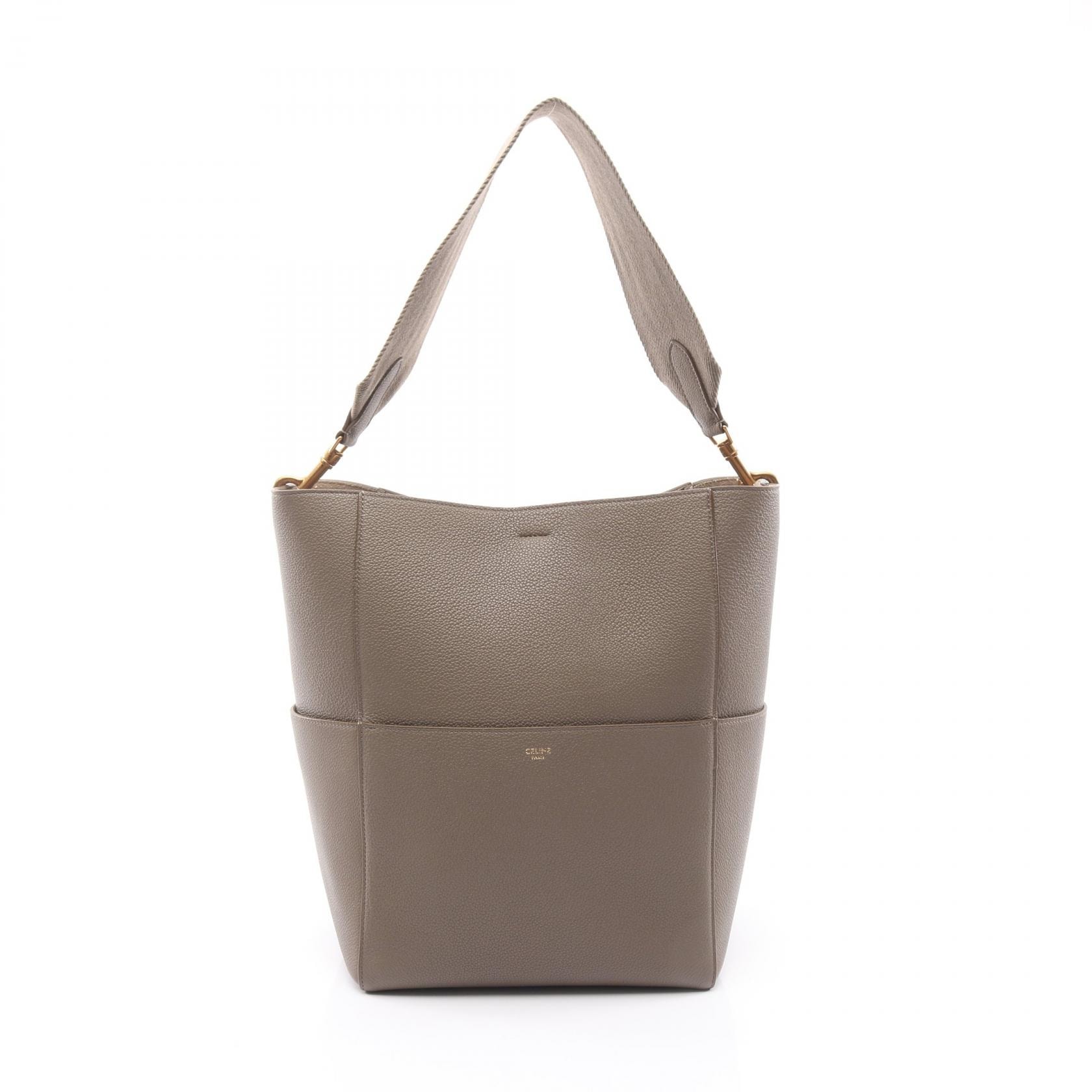 セリーヌ CELINE サングルバケット ショルダーバッグ バッグ レザー レディース ベージュ系 189593AH4 【中古】