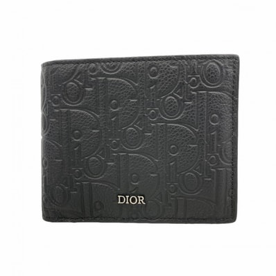 【6de6534】クリスチャンディオール 財布 レザー ブラック シルバー金具【中古】メンズ