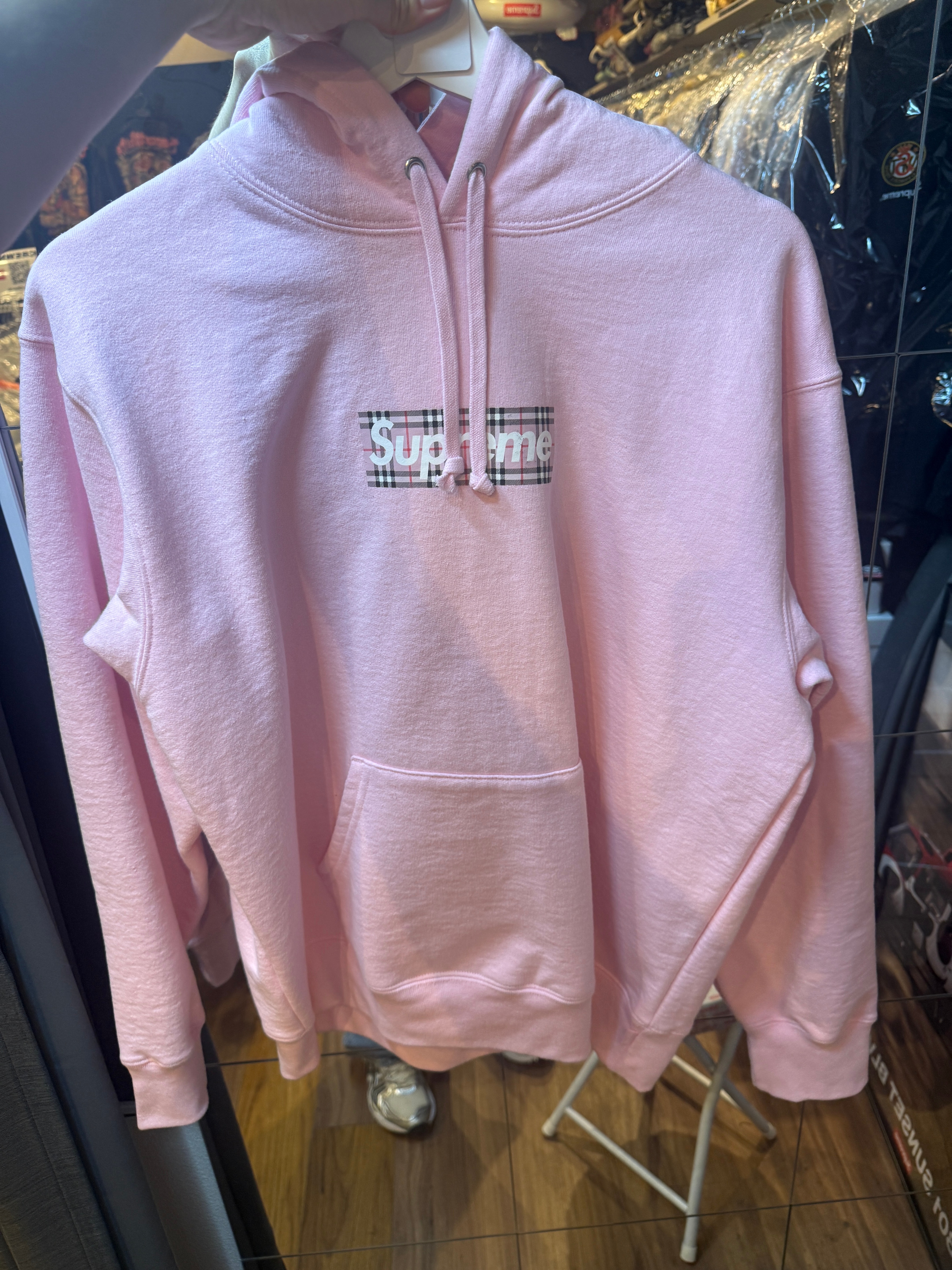 Supreme / Burberry Box Logo Hooded Sweatshirt "Pink"