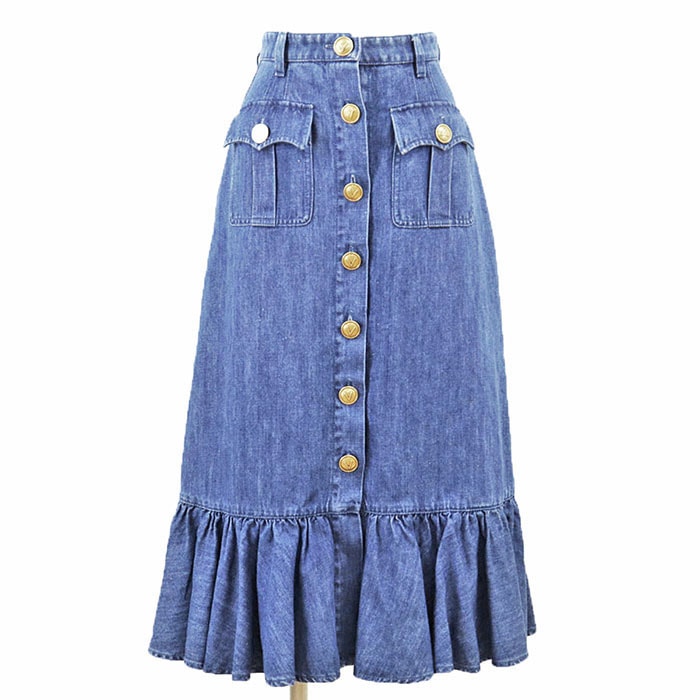 VALENTINO ヴァレンチノ　Mサイズ　ロゴスカート C (やや傷や汚れあり)】Valentino ヴァレンチノ スカート デニム