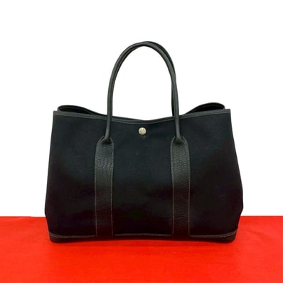 HERMES エルメス ガーデンパーティ PM トワルオフィシエ レザー トートバッグ ブラック
28816