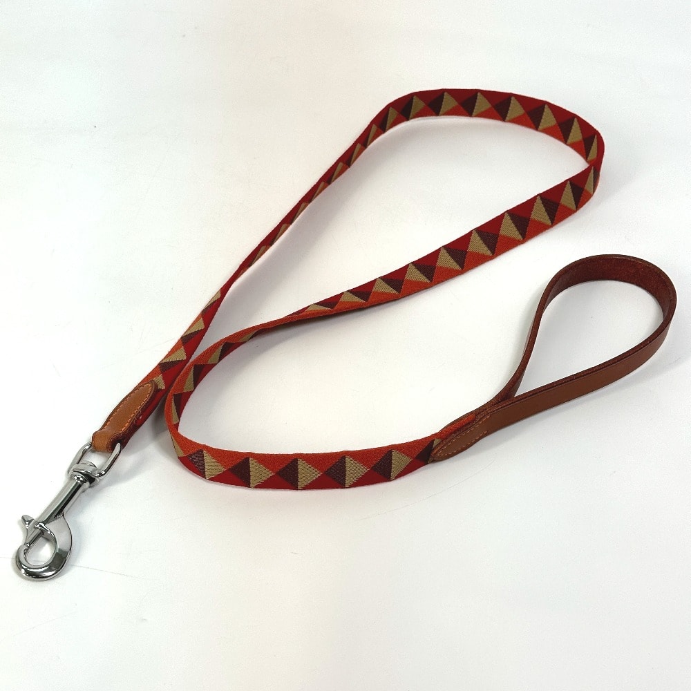 エルメス HERMES 犬用リード メドール スリム リード キャンバス/レザー B刻 ダーク・アイリッシュ レッド 美品