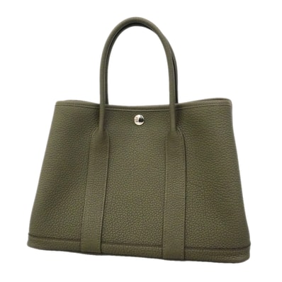 【6kc2399】エルメス トートバッグ ガーデンパーティTPM ネゴンダ ヴェールロデン シルバー金具 G刻印【中古】レディース