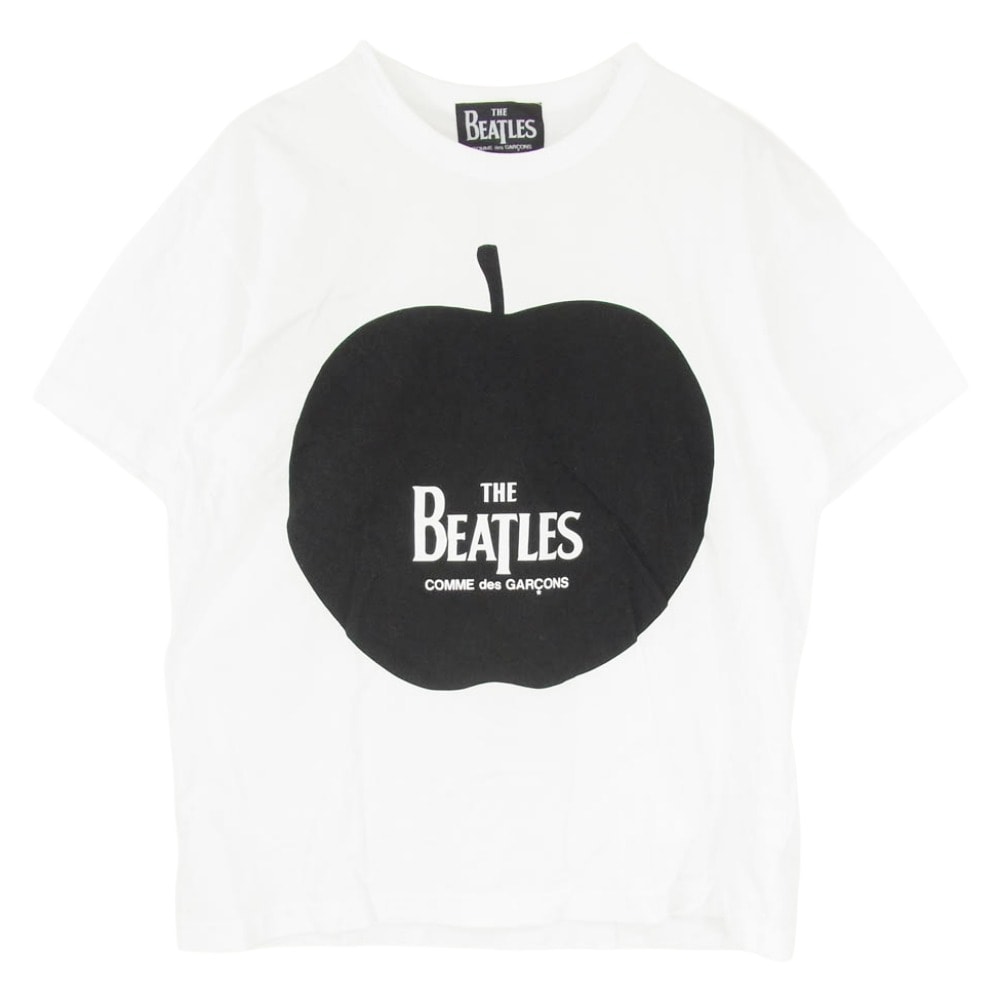 COMME des GARCONS コムデギャルソン 23SS VZ-T052 × THE BEATLES Big apple Cotton S/S ザ ビートルズ ビッグ アップル フロントプリント Tシャツ 半袖カットソー ホワイト系 XXL【中古】