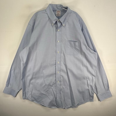 古着 ブルックスブラザーズ Brooks Brothers 長袖シャツ ボタンダウン MADISON 胸ポケ XL ブルー系 無地 メンズ