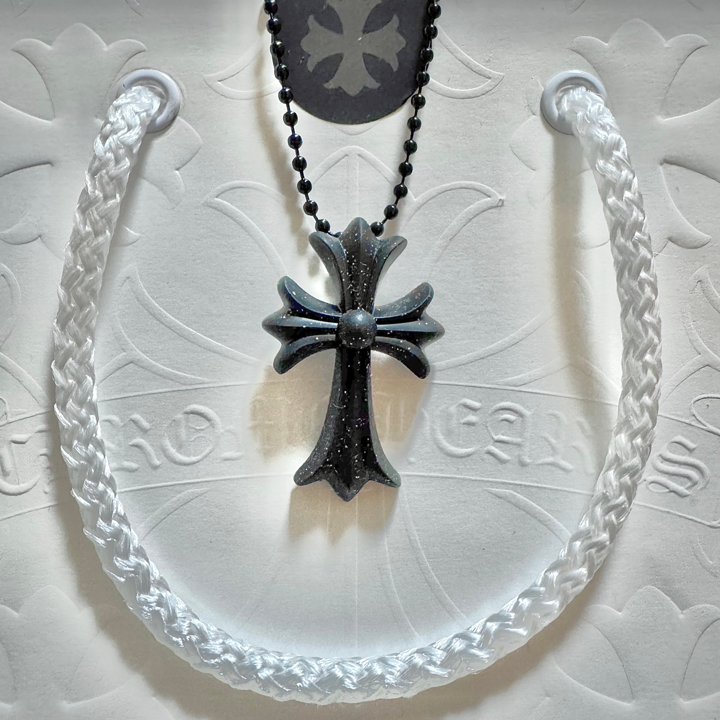 クロムハーツ ラバー スモール CHクロス シリコンネックレス "ブラック/ラメ"